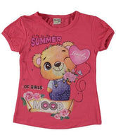 Tricou elegant fete, Love Bear, bumbac, roz inchis